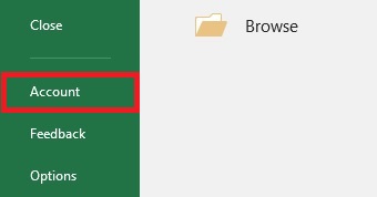 Excel - Account Menu